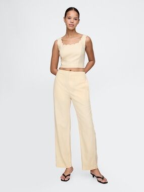 NWT 10 tall Gap linen blend relaxed straight pant